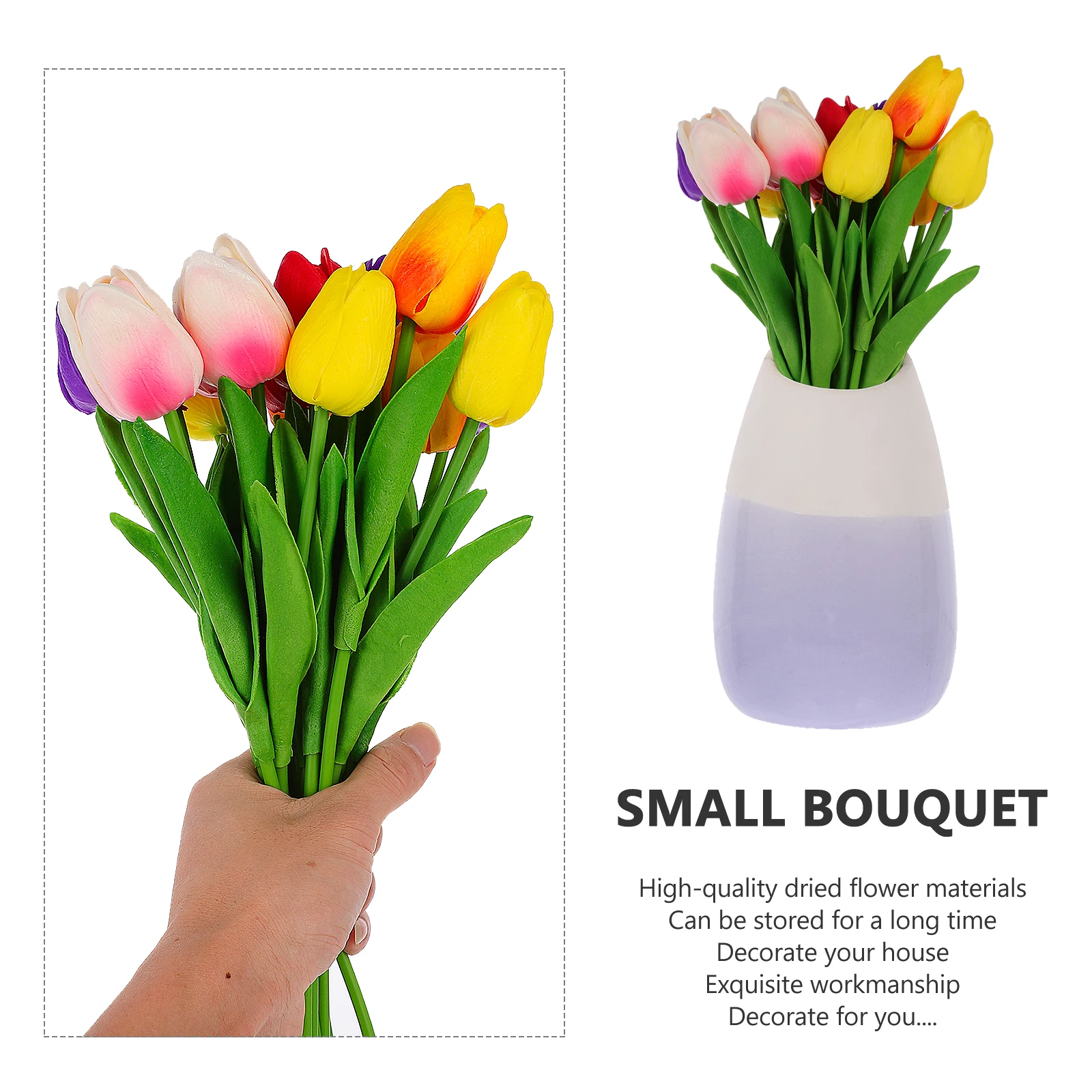 

15 Pcs Artificial Tulip Bouquet Home Decor Office Adornment Photography Prop Fake Flower Arrangement Simulated Flower