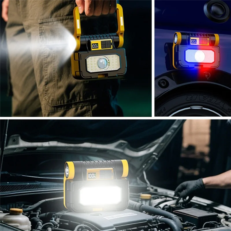 

PORK-Solar Power LED Flashlights Multifunctional Portable Light Rechargeable Camping Work Light Built In Hardware Tool Box