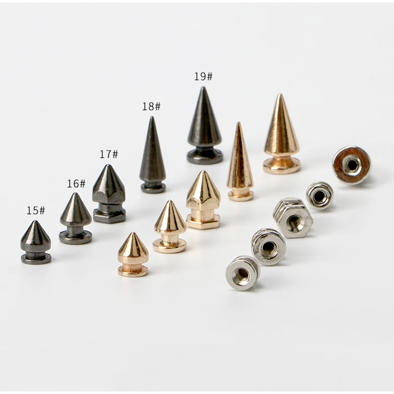 Silver Top-Grade Tapered Rivets, Big Leather Craft Studs, Black Spikes and Studs, Punk, Glod Rivets, 5 Sets,10 Sets/lot