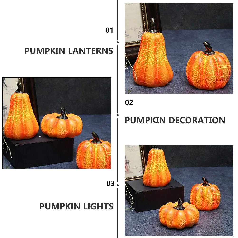 

2Pcs Pumpkin Decorative Resin Halloween Party Hotel Shop Window Tabletop Halloween Luminous Lanterns Gifts