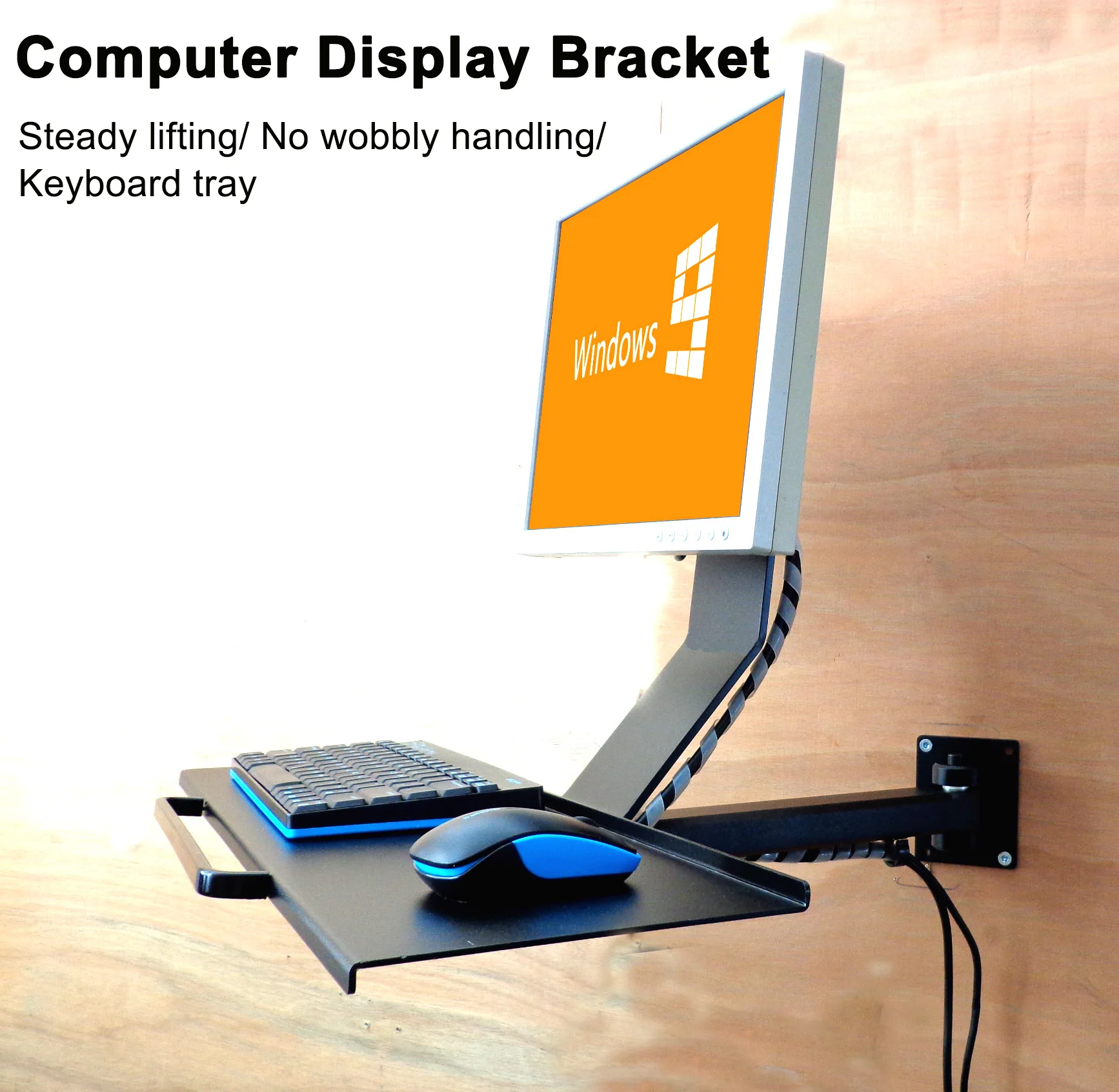 Aluminum alloy computer arm stand with keyboard tray angle adjustable single VESA stands for wall mounting