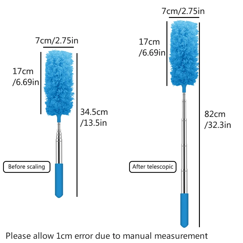 Retractable Dust Duster for Cleaning Desktop and Housework, the Head Can Be Bent and Deformed in Various Colors