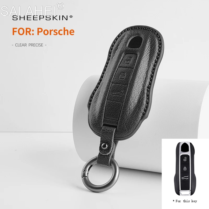 Goatskin Car Smart Remote Key Case Cover Shell Holder For Porsche Panamera Macan Cayenne Cayman Boxster 911 9ya 971 Accessories