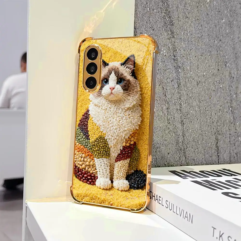 Handmade Grain Cat fashion phone cases s26 ultra case Phone Case Glass for Samsung Galaxy S26 S25 S24 S23 S22 FE,Ultra,Plus