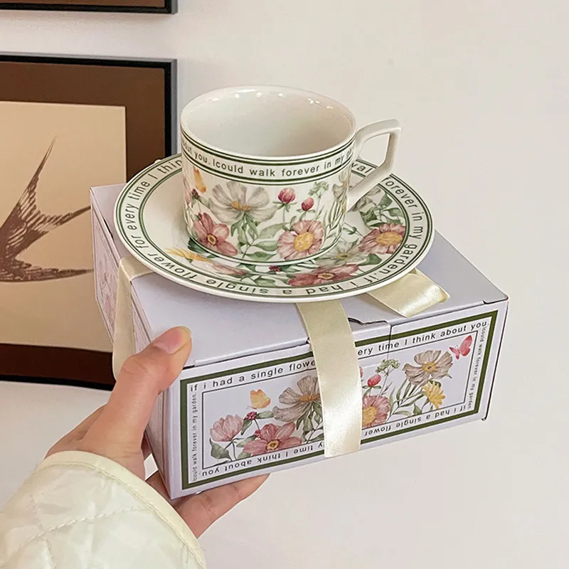 

High Aesthetic Value Coffee Cup And Plate Set Practical Ele Gift for Opening Ceremony Stainl Steel Cup without Lid