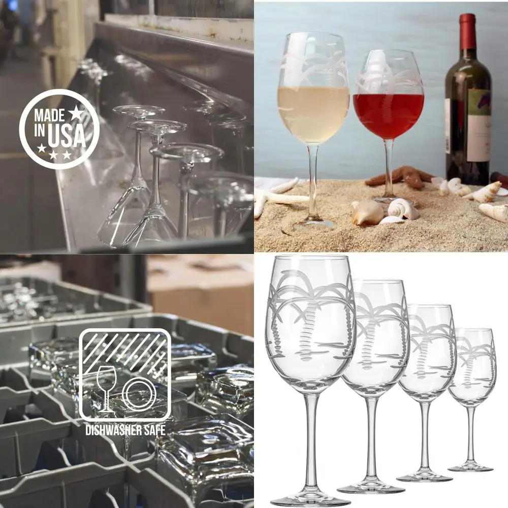 

Set of 4 Diamond-Cut 12oz White Wine Glasses - Lead-Free, USA Designed & Made