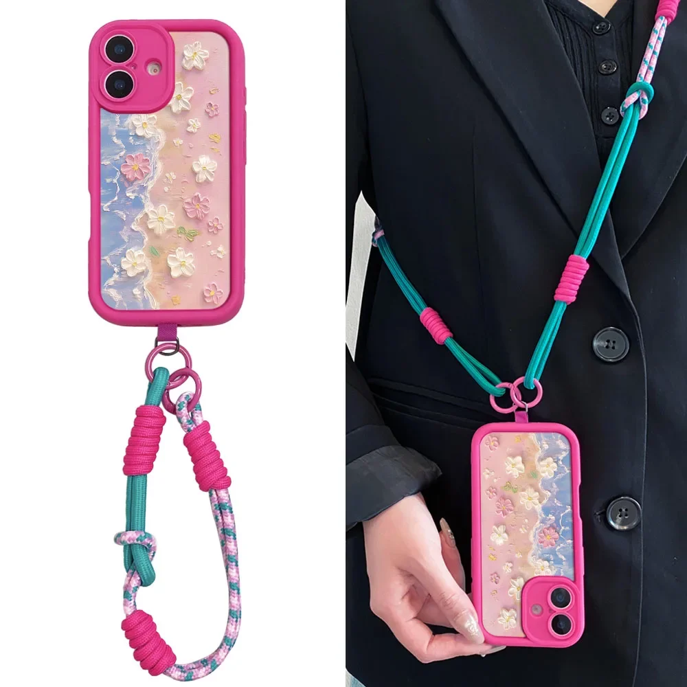 Ypm5PhoneCase ل Xiaomi Poco X7 X6 F7 F6 M7M6 F5X5 X3 M3 Pro C55 C65 C75 C71 لطيف الأزهار Crossbody الحبل قلادة حزام غطاء
