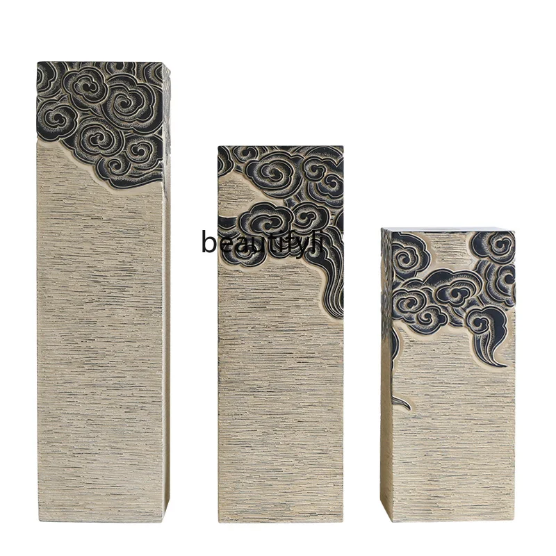 zq Antique Xiangyun Display Column Floor Ornaments Home Ornament Indoor Living Room Hallway Decoration Base