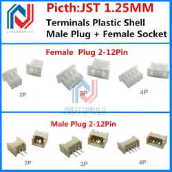 100Pcs JST 1.25 2/3/4/5/6/7-12 Pin Terminals Plastic Shell Male Plug + Female Socket Wire Connector Picth 1.25MM 2P 3P 4P 5P