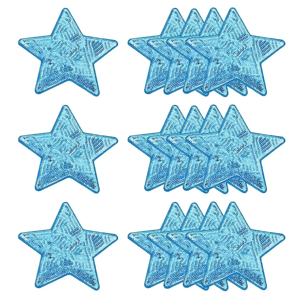 

20 Pcs Sequin Star Iron on Patches, 5 x 4.7 Inch Embroidery Sequin Patches for Clothing Repair Backpack Shoes Decoration, Li