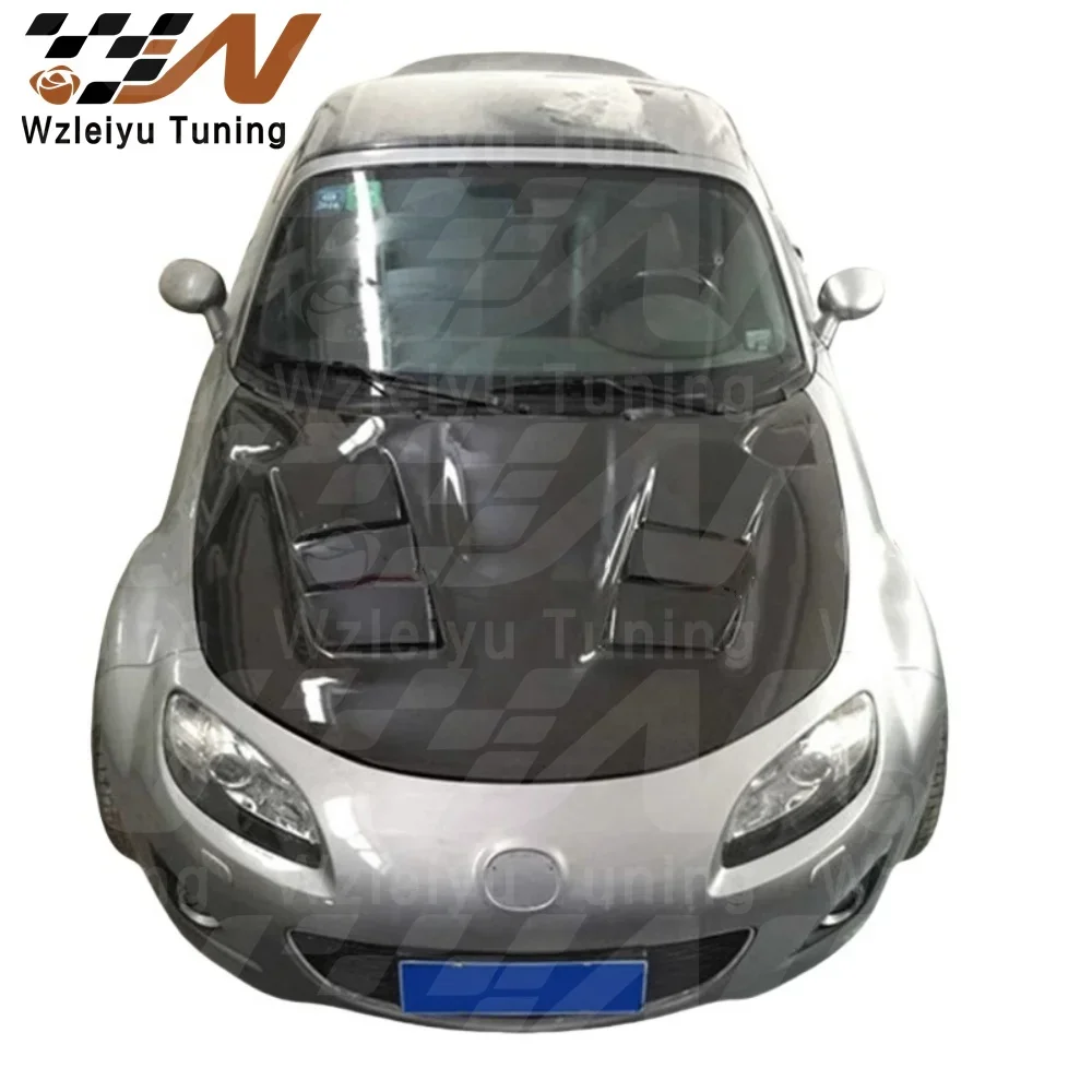 RE Style Carbon Fiber Front Hood Bonnet Fit for Mazda MX5 NC Vented Hood High Quality Fitment！