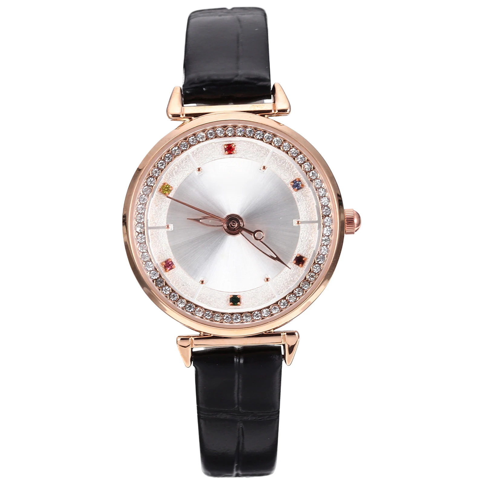 

Colorful Gemstone Women Watches Quartz Wristwatch Durable Ladies Timepiece Comfortable Strap Elegant Glass Dial
