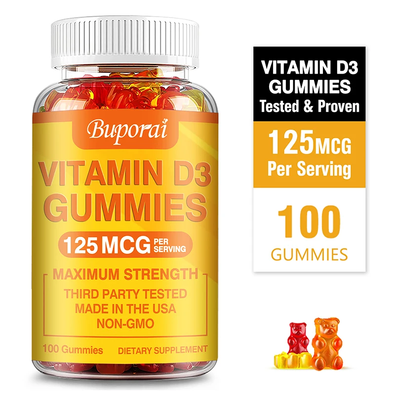 

Vitamin D3 Gummies - Strengthen Bones, Joint Mobility, Support Heart and Joint Health, Mood and Energy Levels, Non-GMO