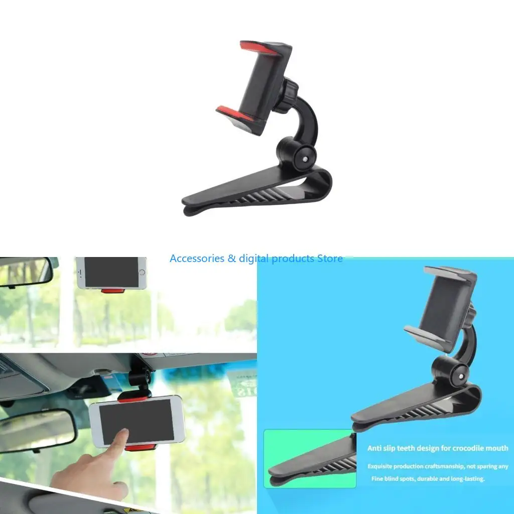 77JD Clip on Adjustable Rotatable Car Sunvisor Mount Holder Stand Universal for Driving Quick Installation