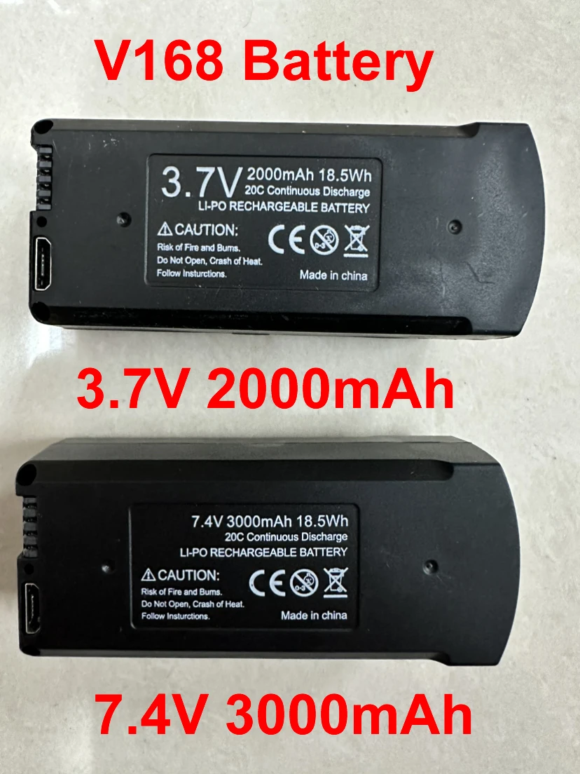 Batteria al litio 3.7V 2000mAh/7.4V 3000mAh per V168 GPS RC Quadcopter pieghevole nuovo motore Brushless V168 Drone batterie originali