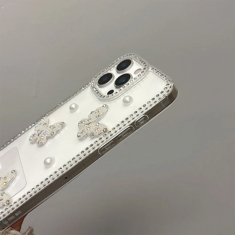 INS Korea Glitter 3D Parel Vlinder Diamant Telefoon Case Voor Honor X9C Smart X8C X7C X9B X8B X7B X6B X5B Plus X6A X7A X8A X9A 5G