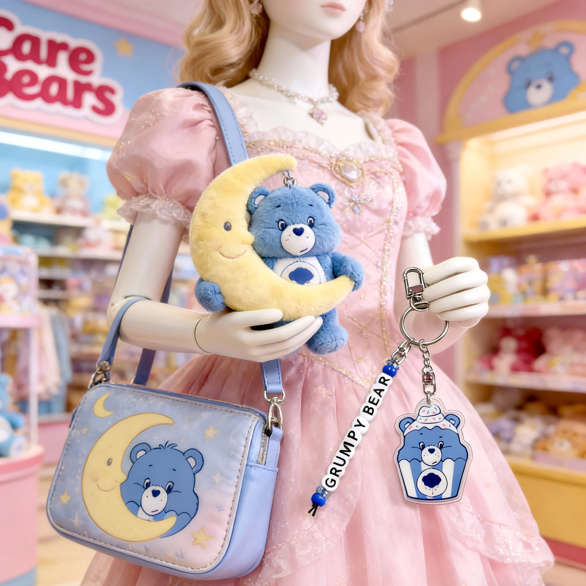 Care Bears Cupcake Acrylic Keychain – Cute Cheer/Grumpy Bear Beaded Bag Charm, 2 Color Options - view 4