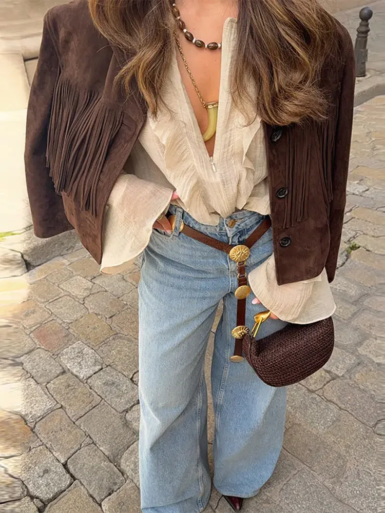 Plissado borboleta manga alargamento camisas femininas elegante chiffon profundo decote em v blusa em cascata feminina primavera moda senhora outwears