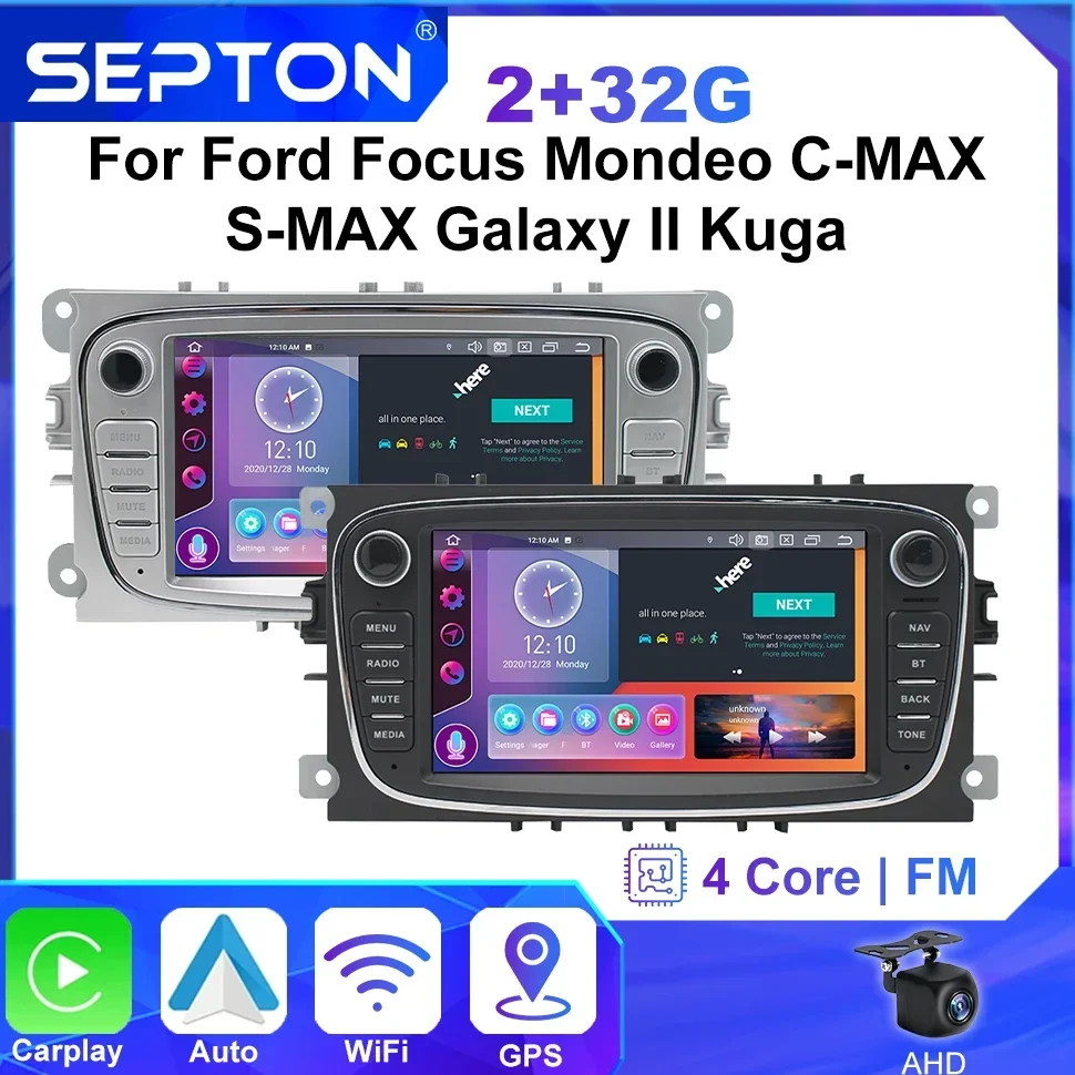 SEPTON 7'' Android Universal Car Radio for Ford Focus Mondeo C-MAX S-MAX Galaxy II Kuga Mirror Link Carplay GPS 2Din Multimedia