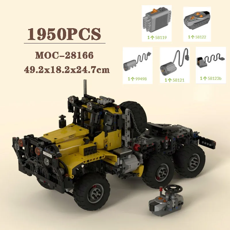 MOC-28166 All Terrain Off-road Truck Remote Control 6x6 Building Blocks 1950PCS Adult Boy Birthday Christmas Gift Toy Model