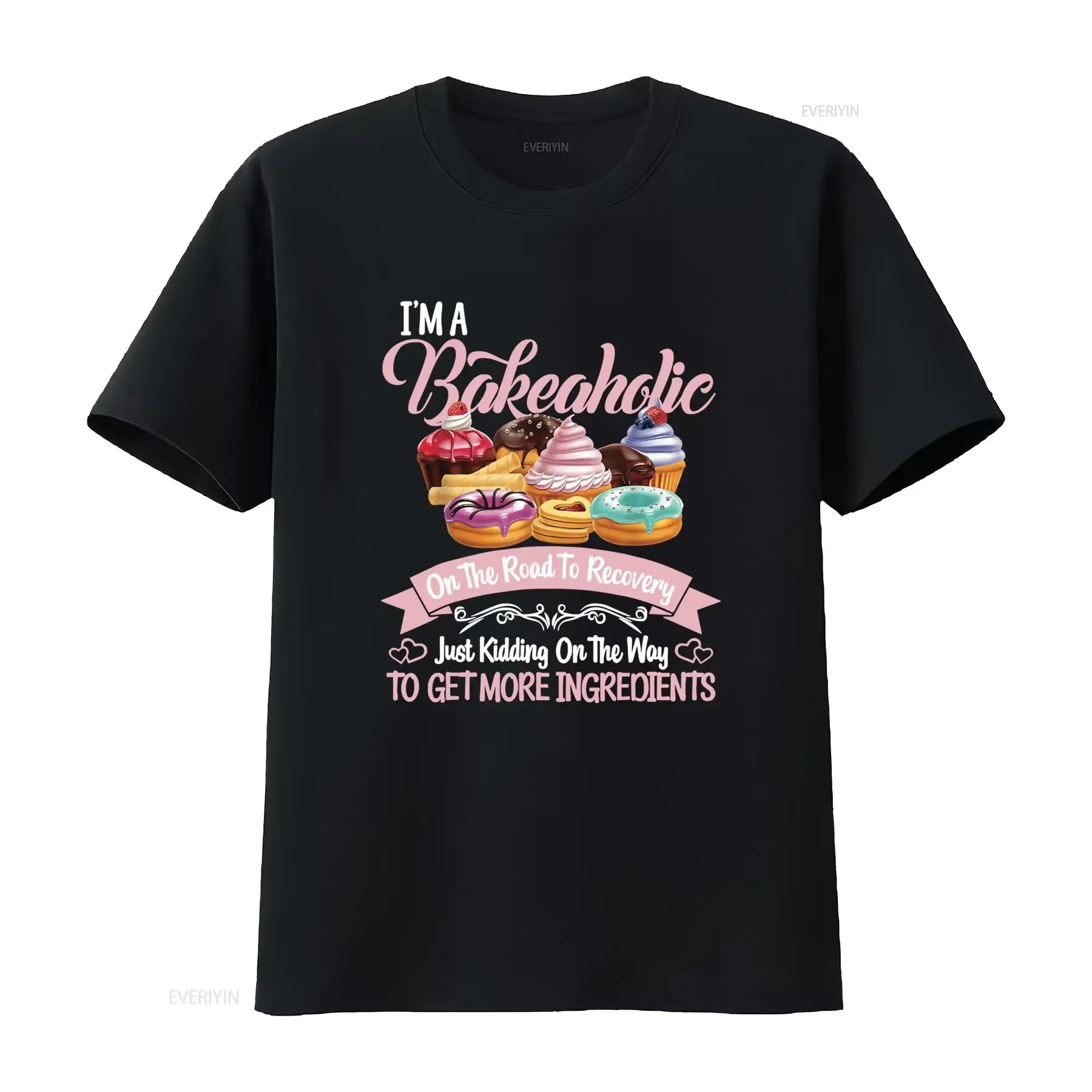 Funny Bakeaholic Baking Lover Cupcake Donut Dessert Print Casual T Shirt vintage Washed streetwear graphic Soft