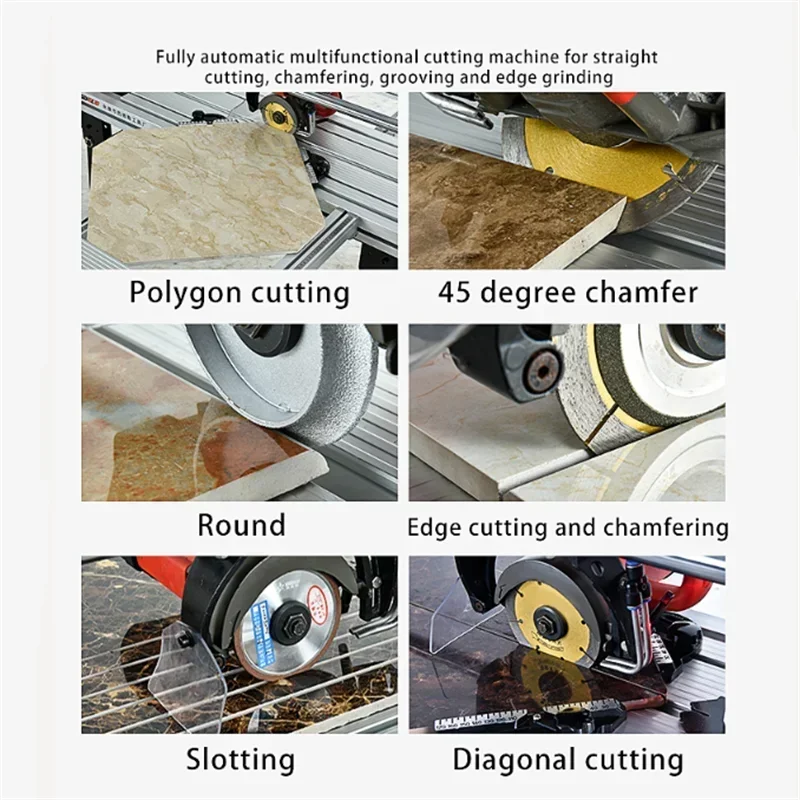 TAO Fully Automatic Desktop Tile Cutting Machine, Floor Tile Stone 45 Degree Chamfering Slotting Rounding Cutting Machine