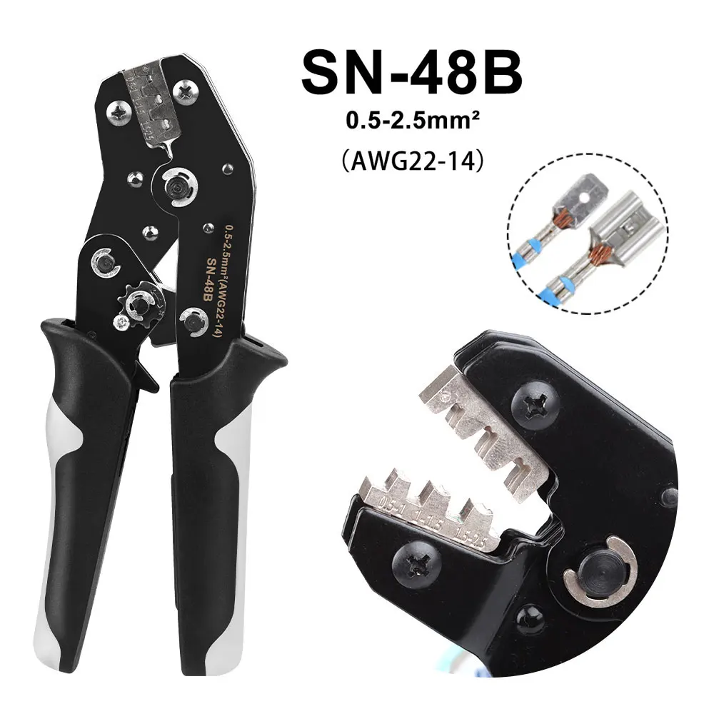SN-2549 Ratcheting Crimping Plier for PH2.0/XH2.54/2.54/2.8/3.0/3.96/4.8/KF2510/JST Terminal Dupont Connectors Crimper Tool