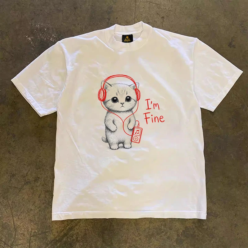 Loose Fit Cotton T-Shirt Unisex Short Sleeve Double Thread UPUPXIA Hero Print Sweat Absorbent round Neck Casual Summer Top