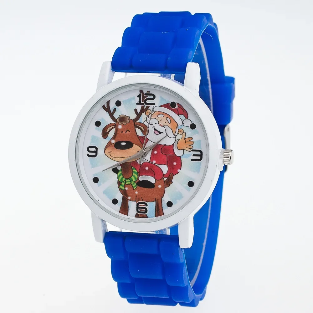 Fashion Children Watches Girls Boys Women Quartz Watch Cartoon Santa Elk Silicone Kids Watch Colorful Strap Clock Christmas Gift