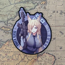 Blue Archive Ogata Kanna Military Morale Anime Hook&Loop Patches for Clothing Tactical Gun Girl Armband Backpack Sticker