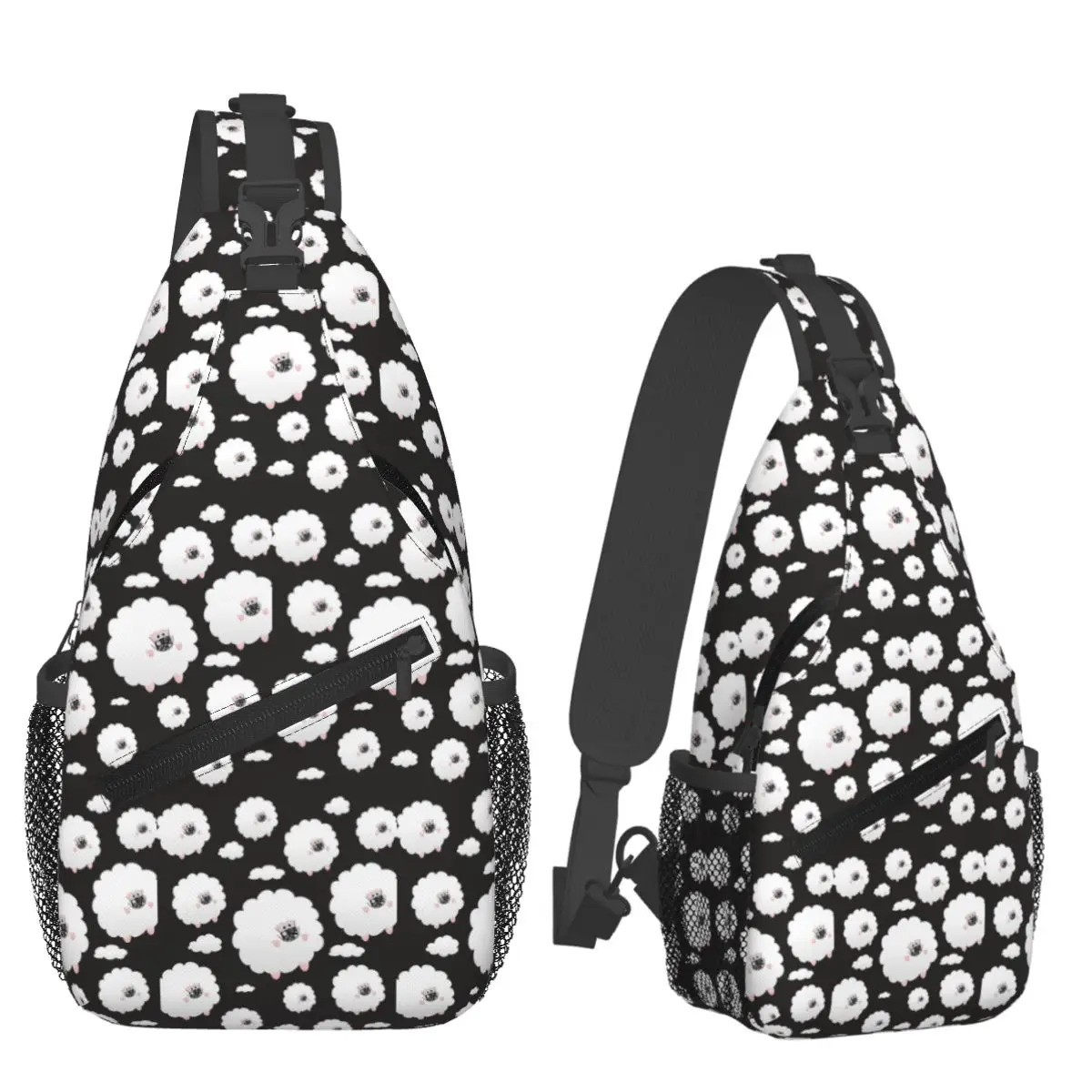 

Черная нагрудная сумка в маске овцы в небе, мужской рюкзак через плечо на слинге, нагрудная сумка, дорожный походный рюкзак, сумка на плечо