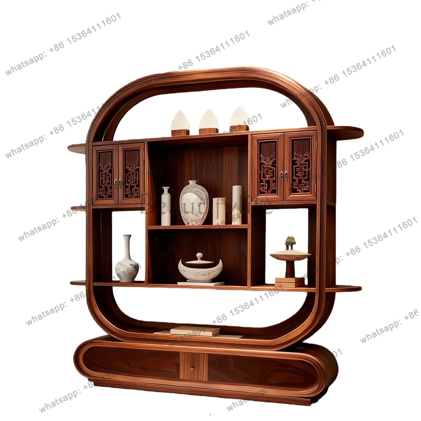 Black walnut Bogu frame modern simple living room villa tea room new Chinese partition