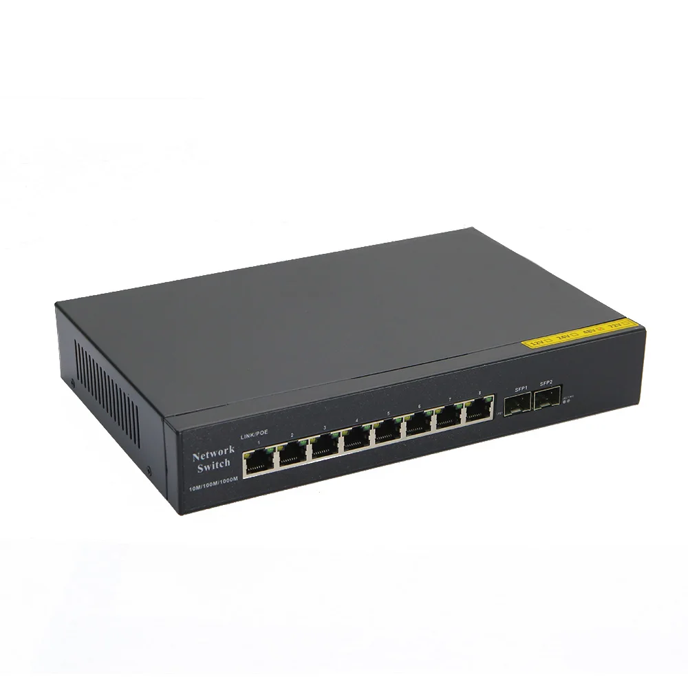 Rohs Ce Approval 8 Port Fiber Gigabit Unmanaged Poe Switch With 1 Port 1000m Uplink And 1 Port 1000m Sfp