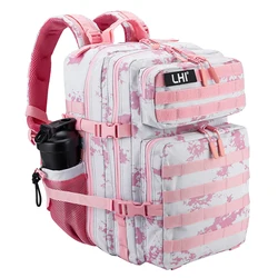 LHI 45L Tactical Backpack Waterproof Tie-Dye Sports Travel Daily Gym Rucksacks Weekend Overnight Daypack With Bottle holder