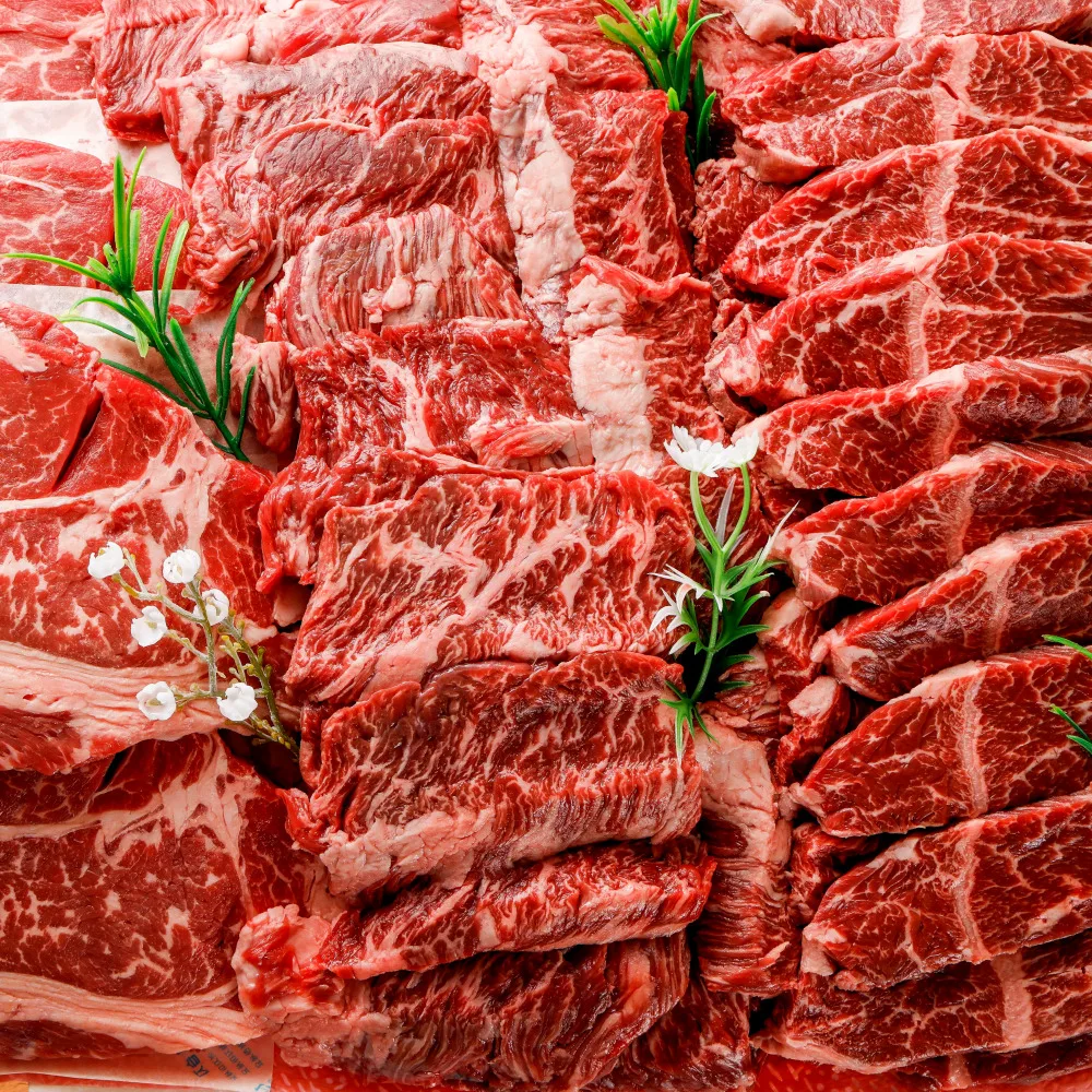 تنورة خارجية 300 جرام + معلقة رقيقة 300 جرام + لحم بقري قصير مضلع لحم 200 جرام + شرائح رقيقة 200 جرام إجمالي 1 كجم لشواء لحم البقر الأصلي الكوري أضلاع قصيرة شريحة لحم الخنزير سعة كبيرة Sovalite