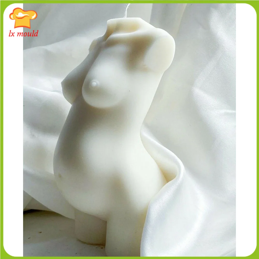 3D Pregnant Female Torso Silicone Mould Cake Decorating Sugarcraft Chocolate Mold Female Body DIY Candle Aroma Plaster