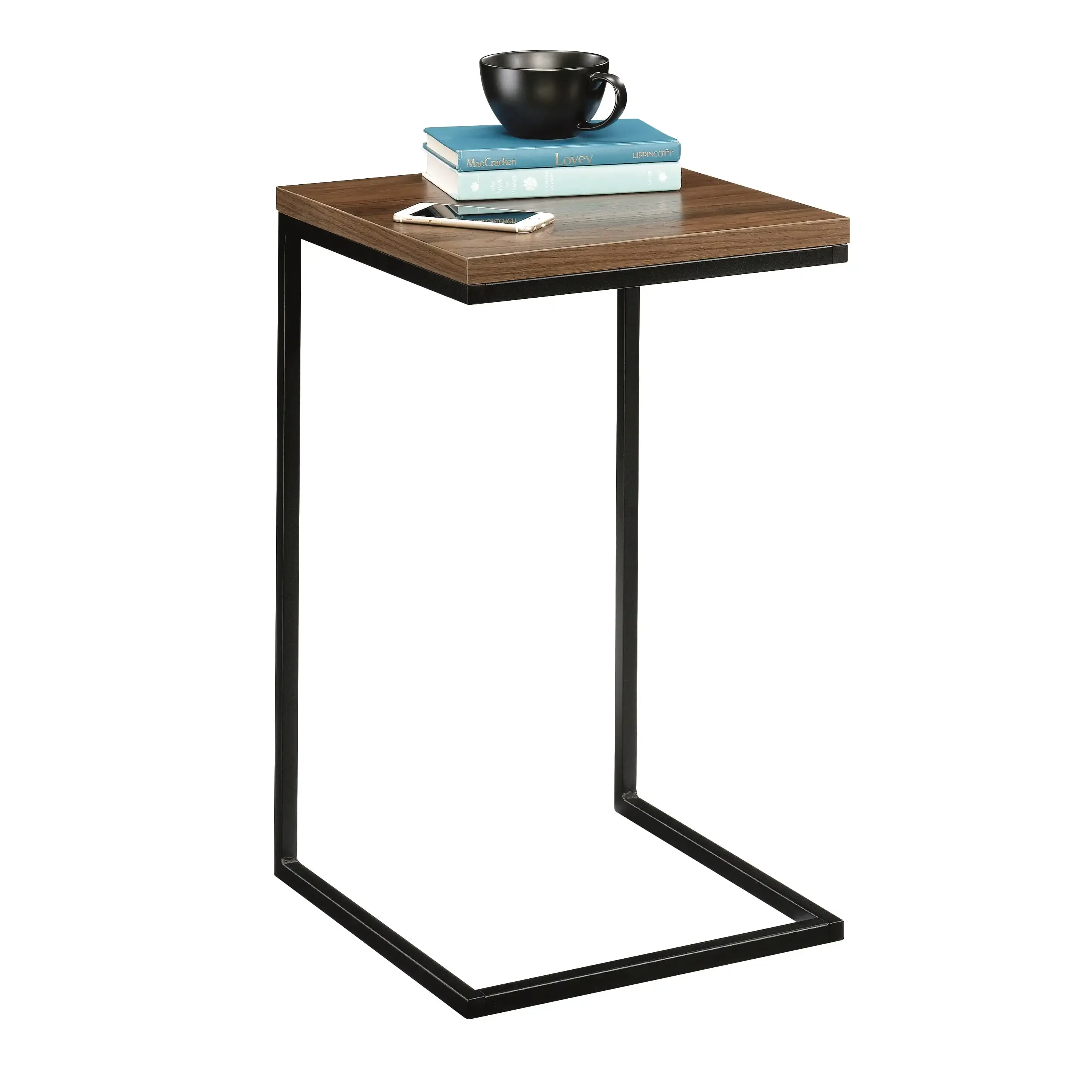 

C-Shape Metal End Table, Walnut /Black furniture metal table table basse en bois coffee table