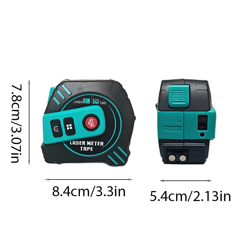 USB CCharging 2-in-1 Laser Rangefinder, 131ft/262ft, With 16ft Tape Measure, LCD Display, Multiple Measurement Modes And UnitM