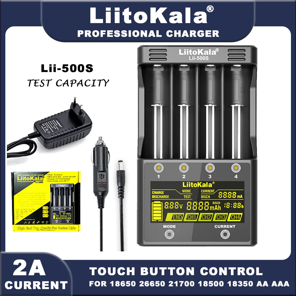 Liitokala Lii-500S LCD 3.7V 18650 18350 18500 21700 26700 20700 14500 26650 1.2V AA AAA NiMH Lithium-Battery Charger