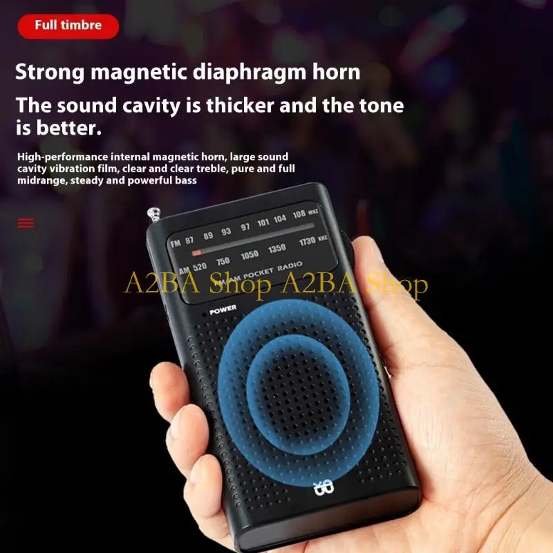 

A2BA Elderly Friendly Pocket Radio FM Double Band DSP Chip Enhances Clear Headphone Port Durability Lightweighted