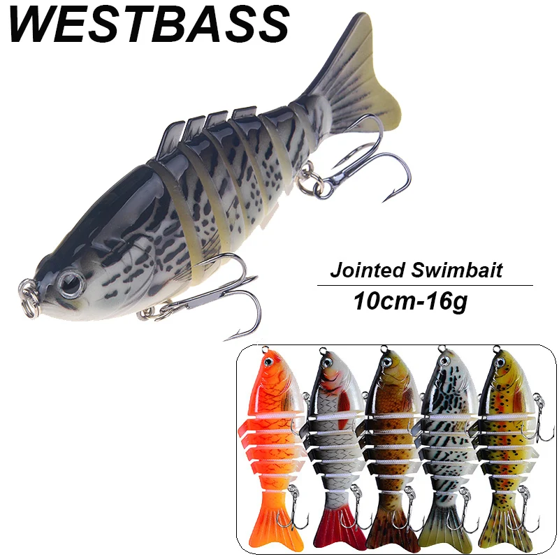 WESTBASS 1PX Jointed Swimbait 10cm-16g Fishing Lure 7-Segment Trolling Bait Multi-Section Wobbler Sinking lurre pesca accessori