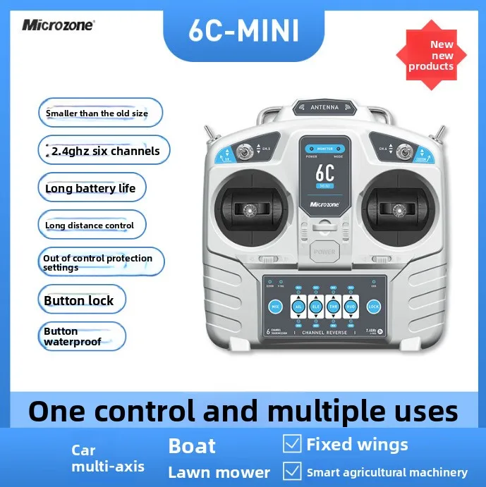 

Mini mc6c remote control model aircraft drone receiver 6 channel model ship fixed wing universal remote control accesorios mavi