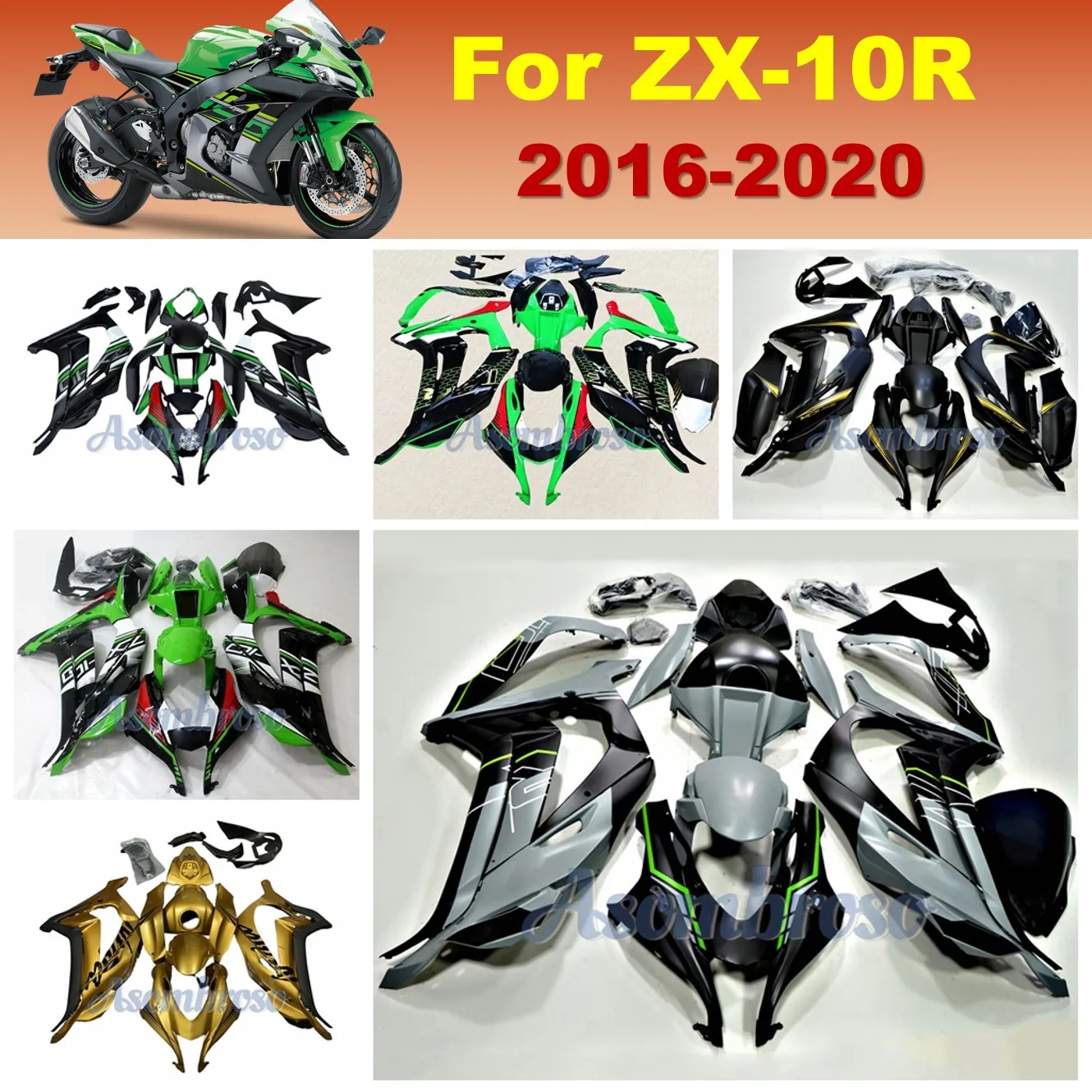 

Customized Motorcycle Fairing kit for Kawasaki Ninja ZX10R 2016 2017 2018 2019 2020 ZX-10R 16-20 Bodywork Fairings
