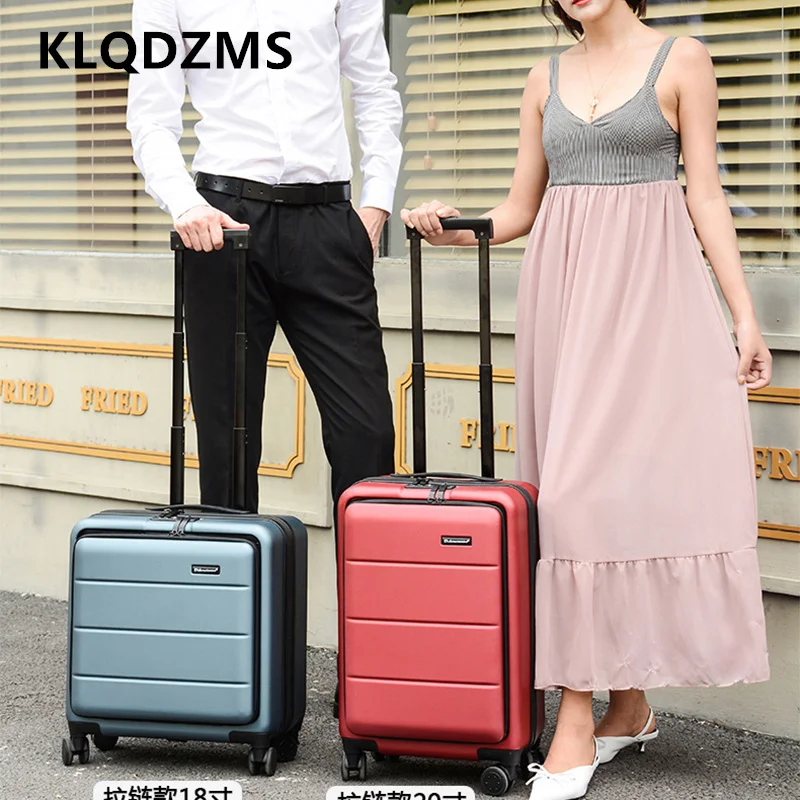 

KLQDZMS 20"22"24"26 Inch Suitcase on Wheels Front Opening Boarding Case USB Charging Multifunctional Trolley Case Cabin Luggage