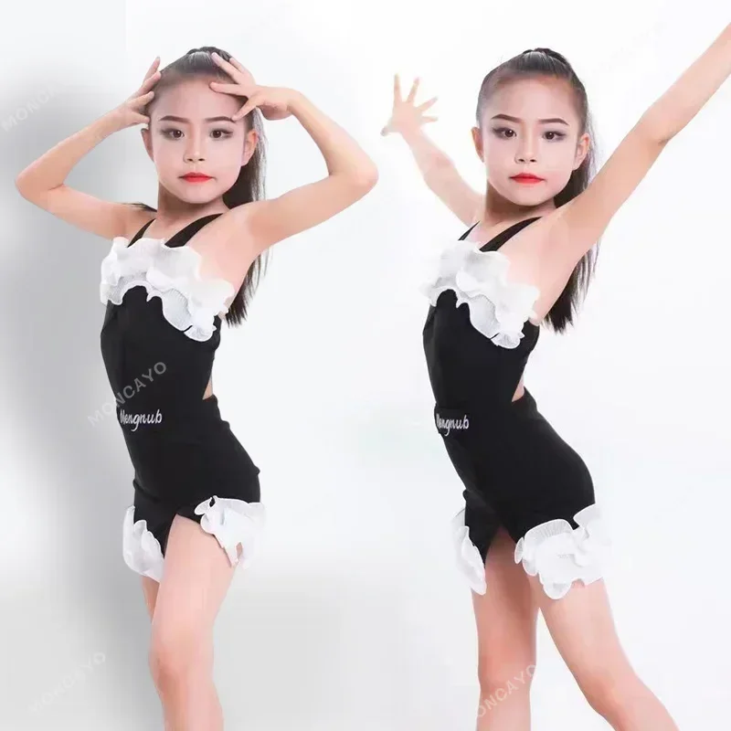 Latin Dance Dress for Girl Ballroom Dancing Rumba Samba Latin Dance Costume Kids New Collar Modern Carnival Jazz Dancewear