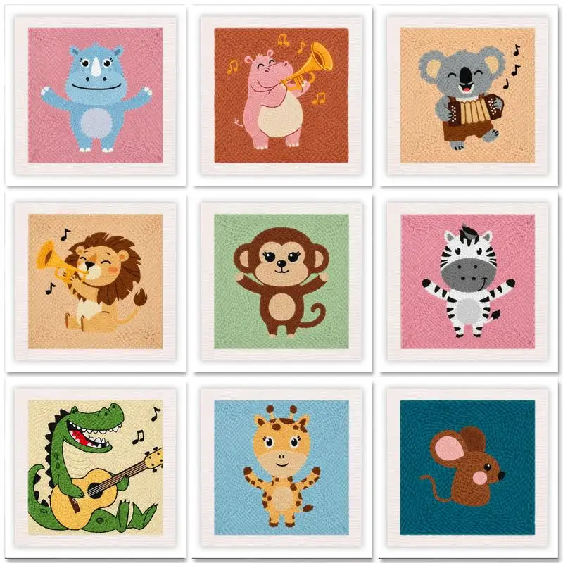 

25x25cm Frame Punch Needle Embroidery Kit koala Animal Tufting Magic Punch Needle Kit Handcraft Craft Set Fabric Yarn Hoop