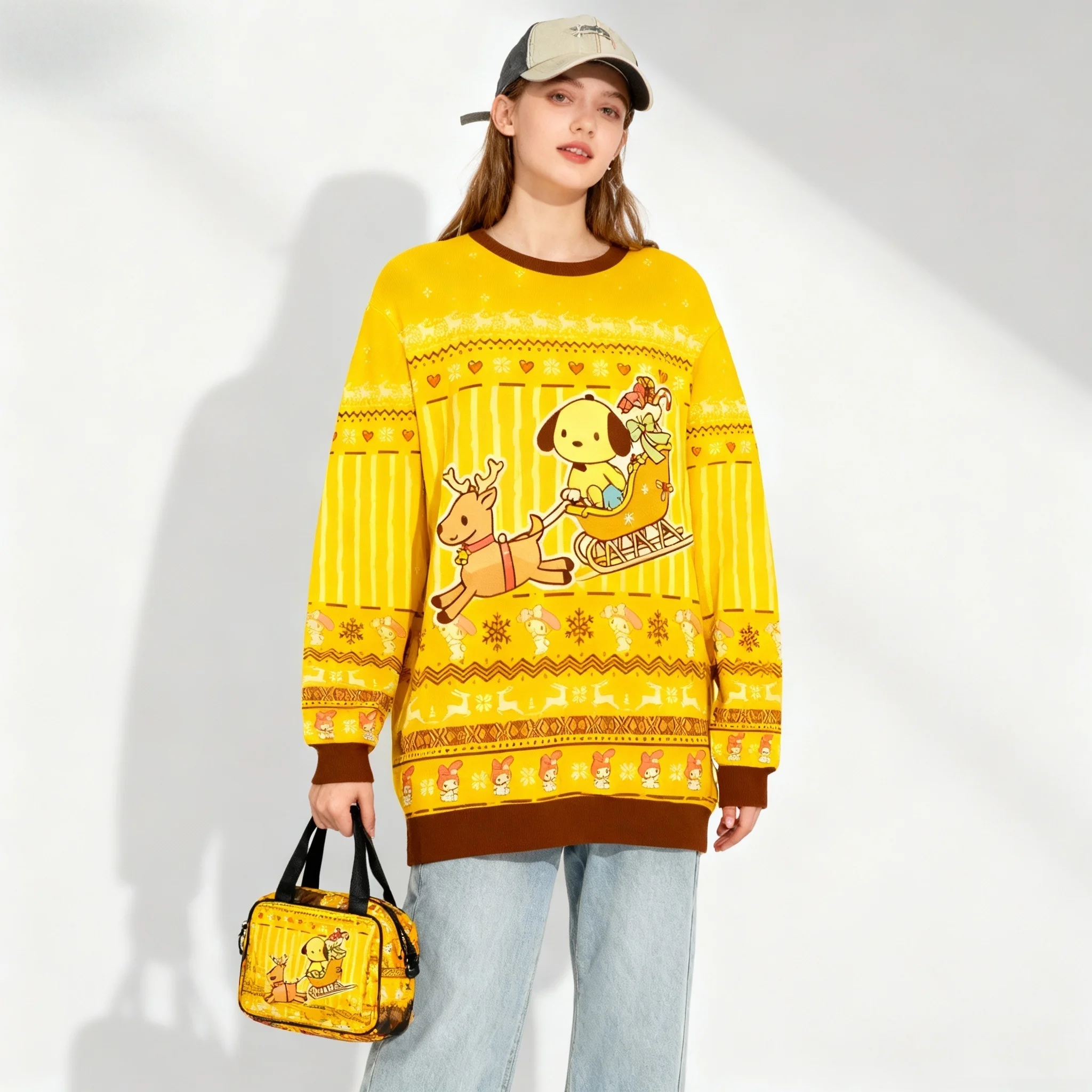 جديد سانريو الأسرة بودنغ الكلب الأذن الكبيرة الكلب سلسلة حلوة ورائعة حفلة عيد الميلاد سوبر كبيرة المرأة الخريف/الشتاء هوديي #1