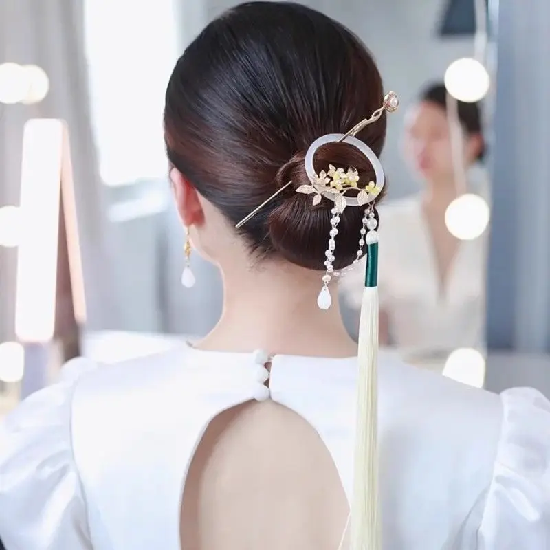 Neue chinesische Haarschmuck-Kollektion für Damen: Braut-Hanfu-Haaraccessoires mit Quasten und Blumen – Beliebte Haarclips und Kopfschmuck – Detail 11