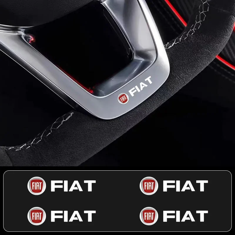 4/8pcs 3D Car Emblem Decorative Sticker Steering Wheel Decal for FIAT 500 Grande Stilo Freemont Punto Astra Bravo Ducato Panda