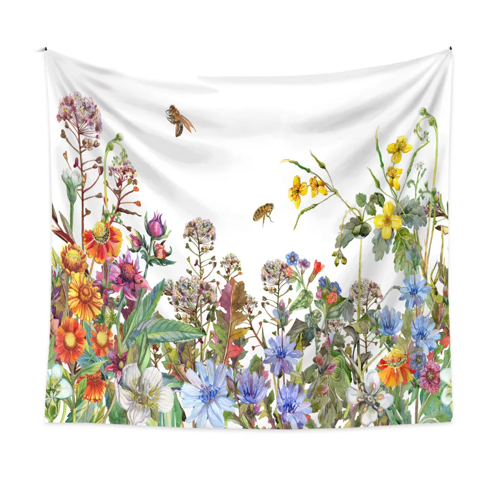 Flower Tapestry Wall Hanging Wildflower Plant Floral  Botanical   for Bedroom Living Room Home Decor